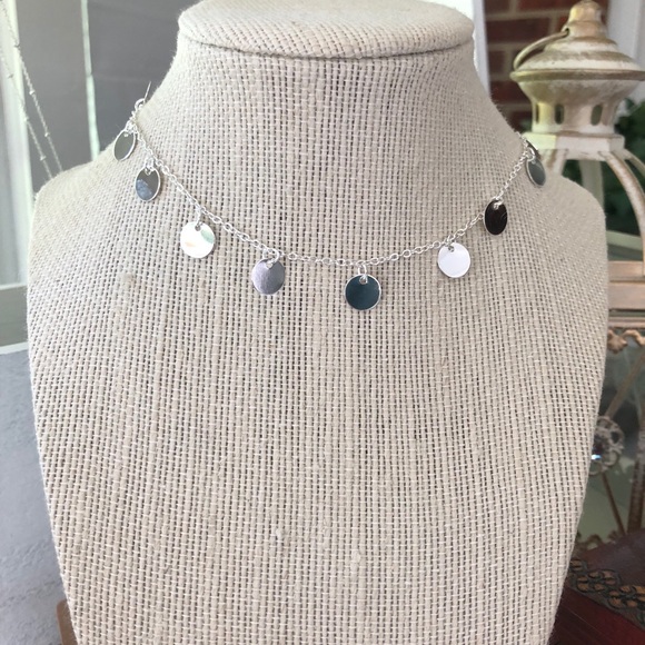 Vintage silver dangly pendant choker necklace - Picture 2 of 3